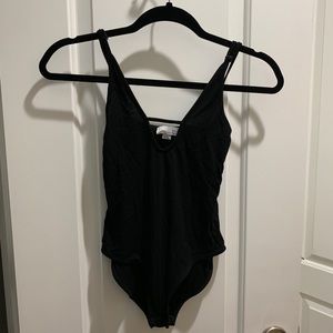 Black V-neck Bodysuit